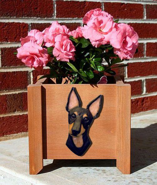 Handmade Manchester Terrier Dog Planter Box