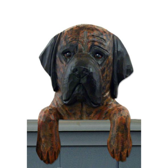 Wood Carved Mastiff Dog Door Topper