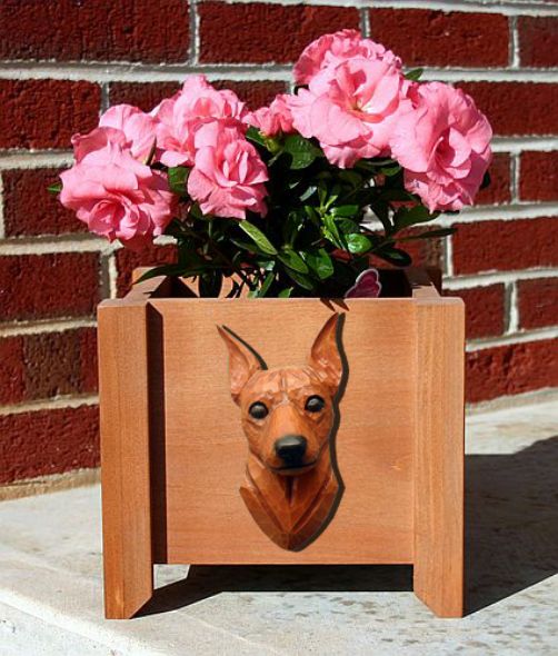 Handmade Miniature Pinscher Dog Planter Box