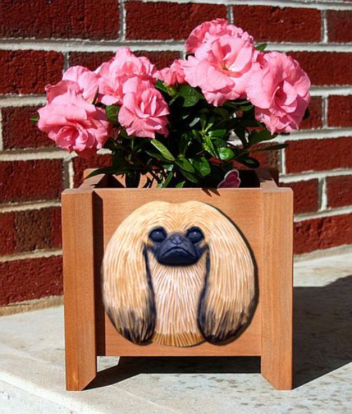 Handmade Pekingese Dog Planter Box
