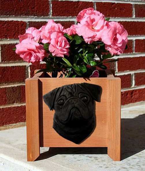 Handmade Pug Dog Planter Box