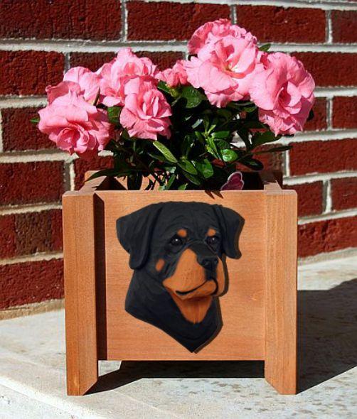 Handmade Rottweiler Dog Planter Box