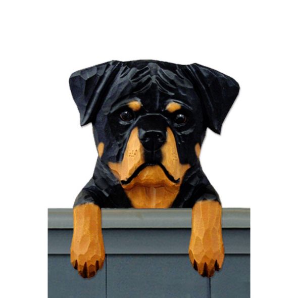 Wood Carved Rottweiler Dog Door Topper