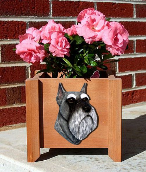 Handmade Miniature Schnauzer Dog Planter Box