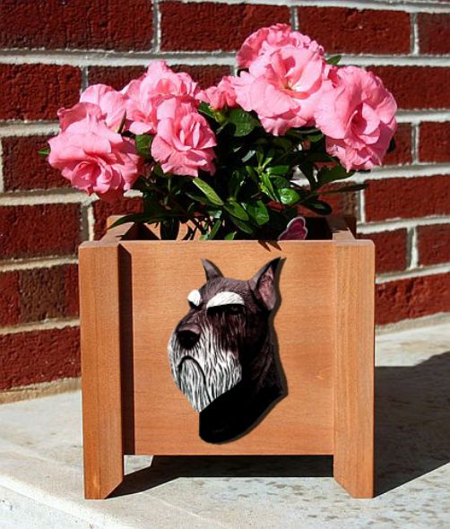 Handmade Standard Schnauzer Dog Planter Box