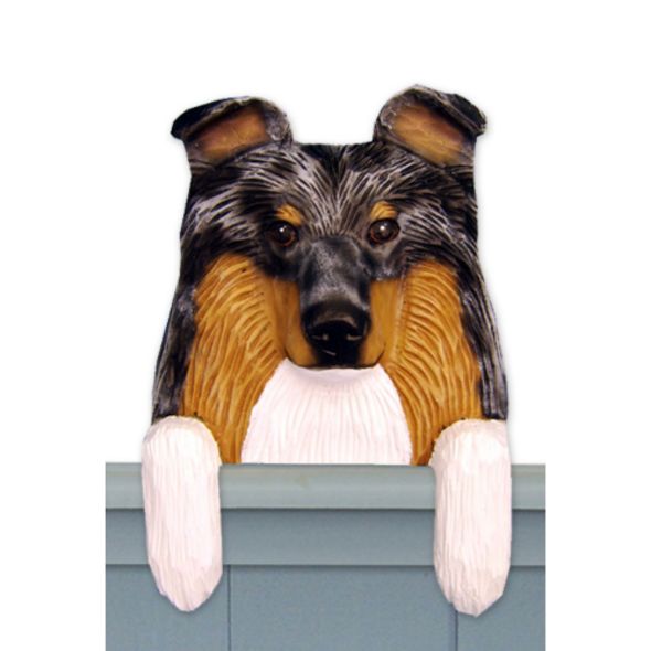 Wood Carved Shetland Sheepdog Dog Door Topper