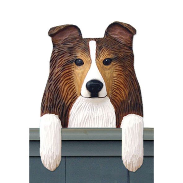 Wood Carved Shetland Sheepdog Dog Door Topper