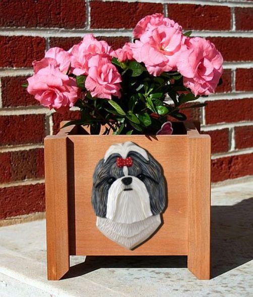 Handmade Shih Tzu Dog Planter Box