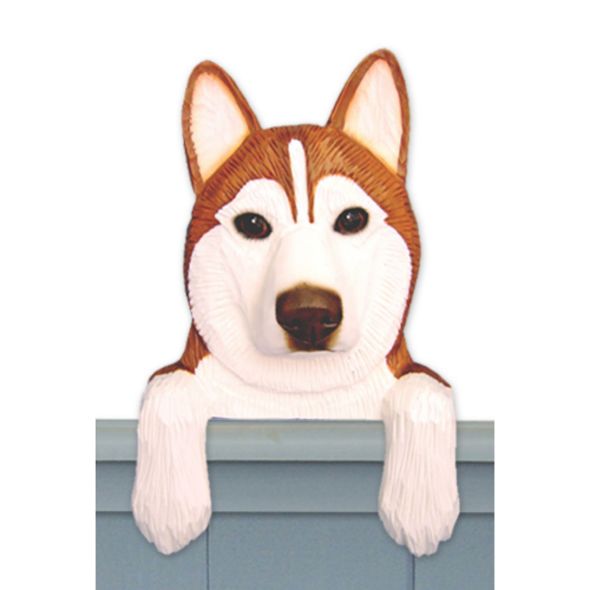 Wood Carved Siberian Husky Dog Door Topper