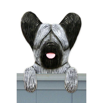 Wood Carved Skye Terrier Dog Door Topper - Grey Shugar Plums Gift Store