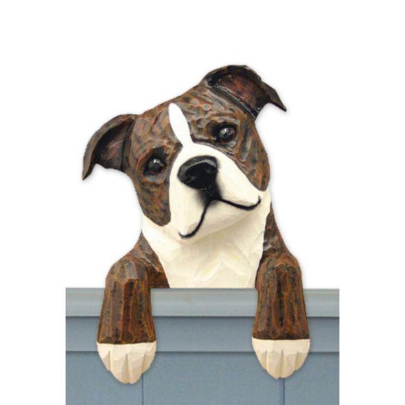 Wood Carved Staffordshire Bull Terrier Dog Door Topper