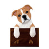 Staffordshire Bull Terrier Dog Leash Holder - Fawn/White Shugar Plums Gift Store