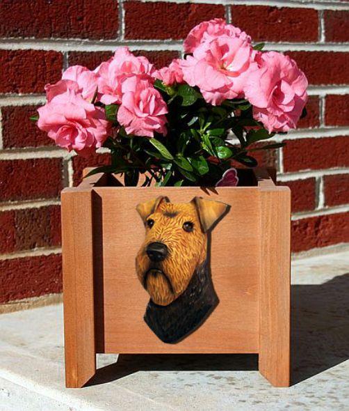 Handmade Welsh Terrier Dog Planter Box