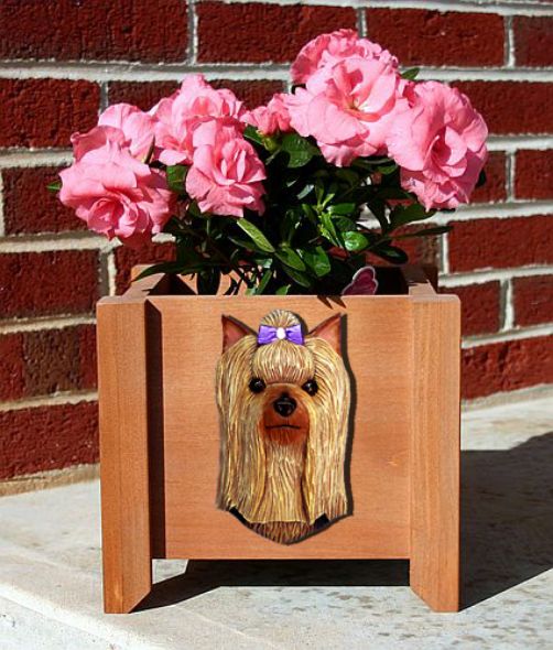Handmade Yorkshire Terrier Dog Planter Box
