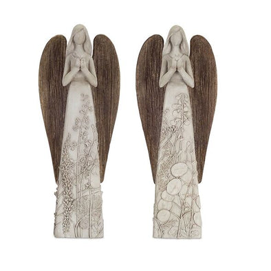 Set Of 2 Solemn Garden Angel Figurines - Shugar Plums Gift Store
