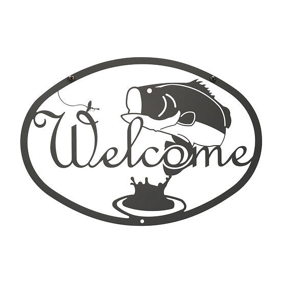 Wrought Iron Bass Fish Welcome Sign