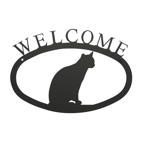 Cat Welcome Sign Wrought Iron Decor Small