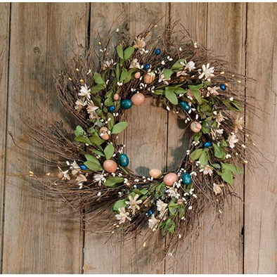 Spring Easter Wreath With Eggs - Shugar Plums Gift Store