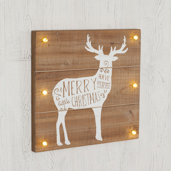 Deer Lighted Merry Christmas Sign