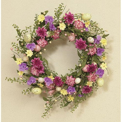 Easter Egg And Flower Wreath 24" - Shugar Plums Gift Store