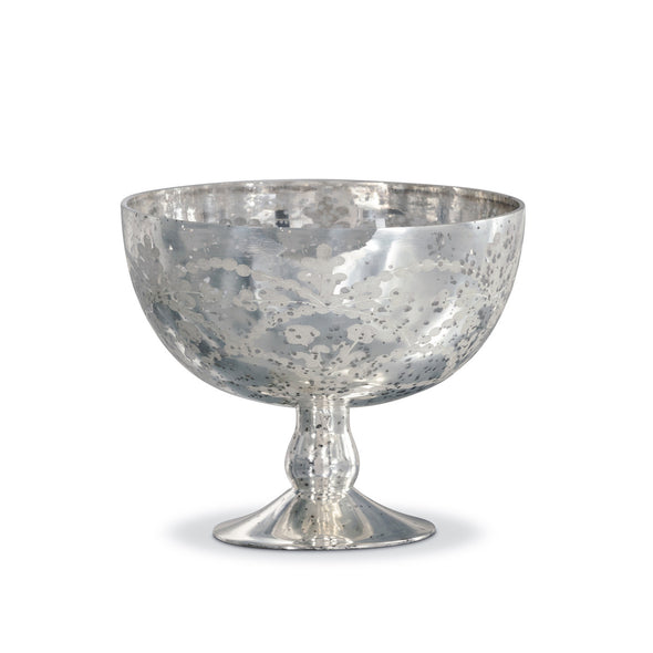Etched Mercury Glass Compote