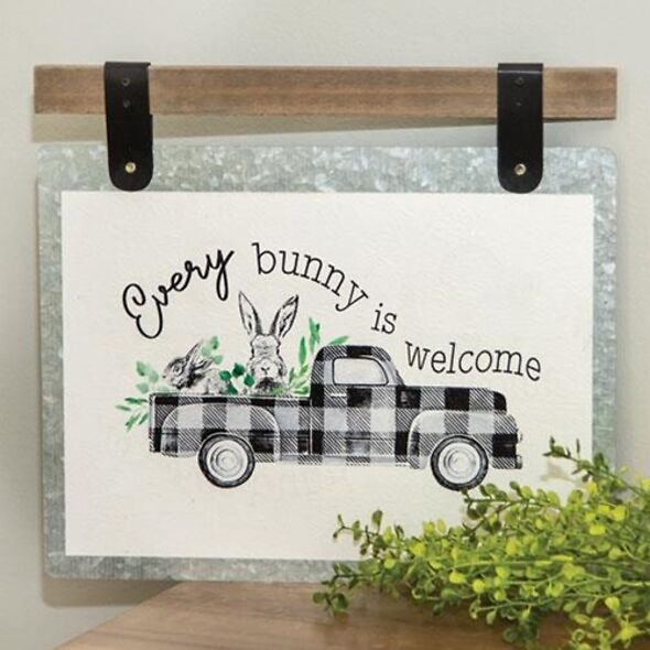 Every Bunny Is Welcome Truck & Bunny Easter Sign