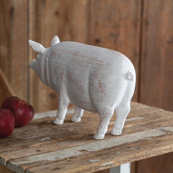 Distressed White Farmhouse Pig