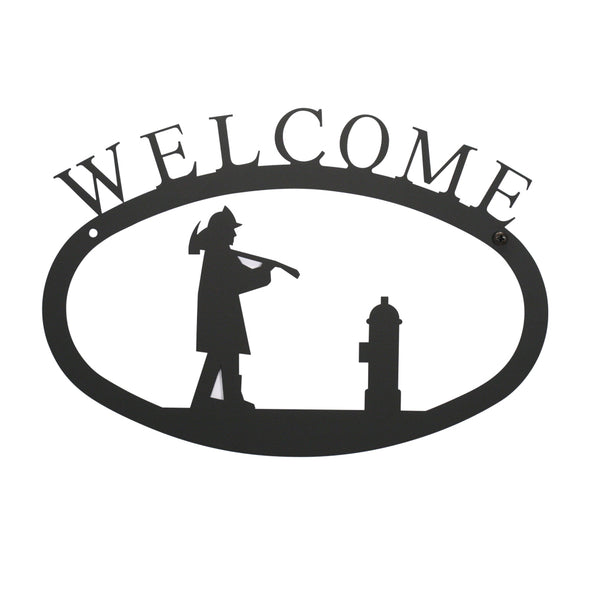 Wrought Iron Fireman Welcome Sign Large