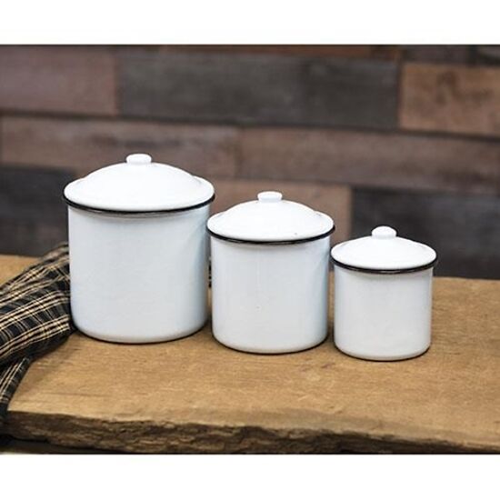 Enamelware Canisters Set Of 3