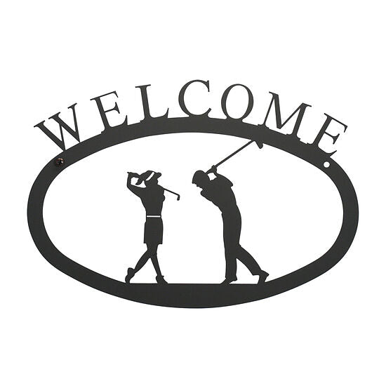 Wrought Iron Golfer Welcome Sign Large