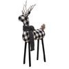 Set Of Black And White Plaid Deer Figurines 20" H - Shugar Plums Gift Store