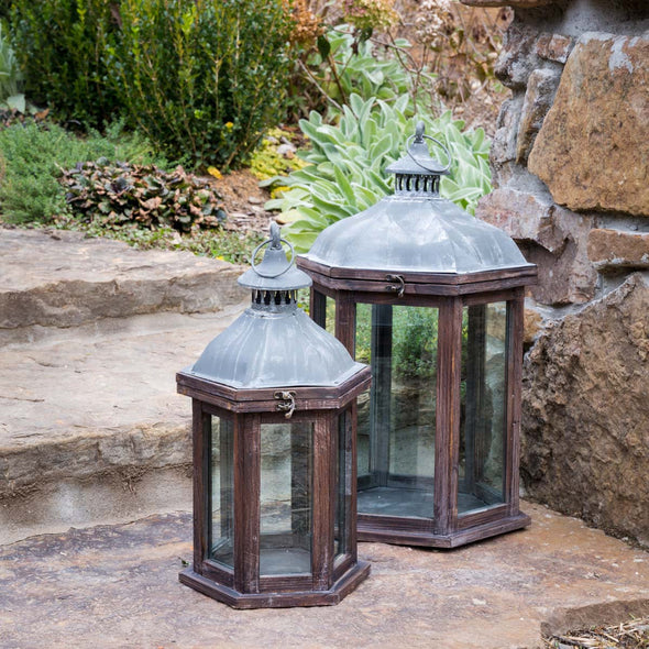 Hexagon Outdoor Patio Lantern Set