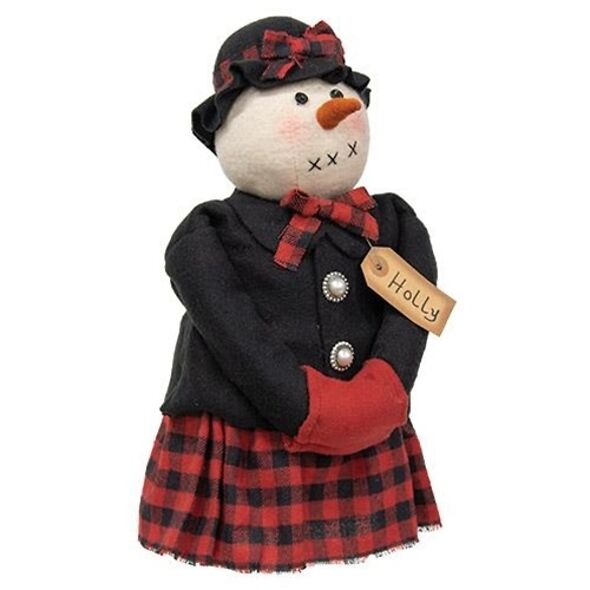 Holly Snowman Girl Primitive Doll