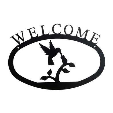 Wrought Iron Hummingbird Welcome Sign Large - Shugar Plums Gift Store