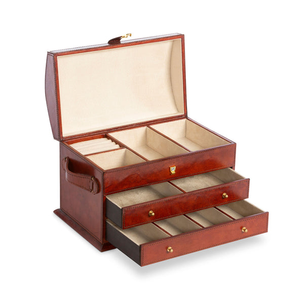 Cognac Leather Jewelry Box