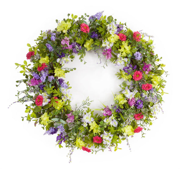 Colorful Mixed Floral Front Door Wreath