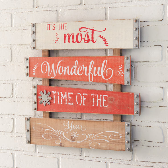Distressed Christmas Hanging Wood Sign