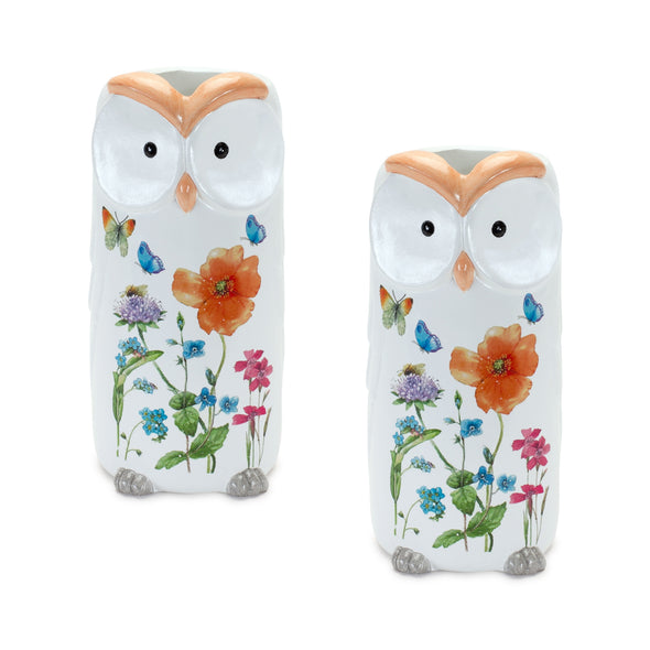 Floral Owl Planter Pot Set