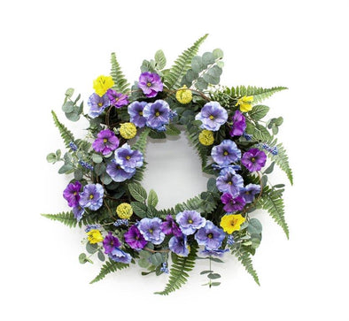 Blooming Spring Pansy Wreath - Shugar Plums Gift Store