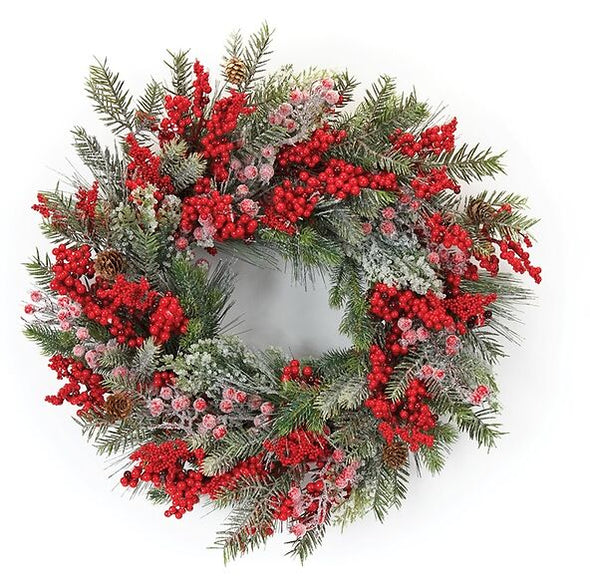 Holiday Berry And Pine Wreath - 23" D