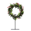 Pine Holly Wreath On Candle Stand - Shugar Plums Gift Store