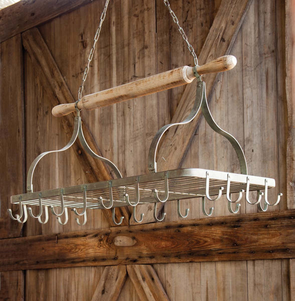 Pot Rack Organizer With Rolling Pin