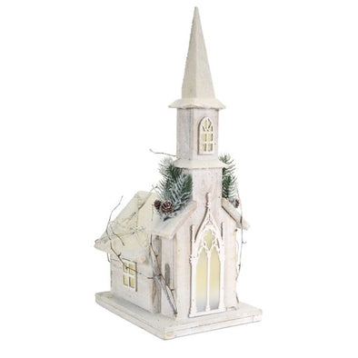 Prelit Wooden Christmas Church - Shugar Plums Gift Store