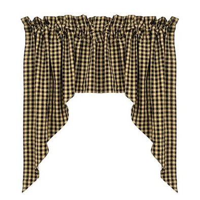 Primitive Swag Curtains - Black Checkered 2/Set - Shugar Plums Gift Store