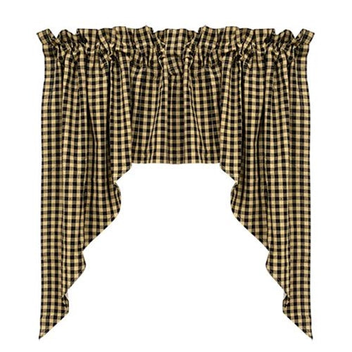 Primitive Swag Curtains - Black Checkered 2/Set