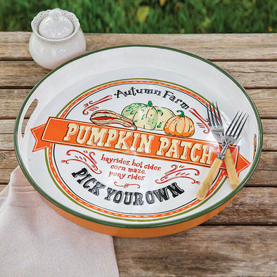 Fall Pumpkin Patch Round Serving Tray - Shugar Plums Gift Store