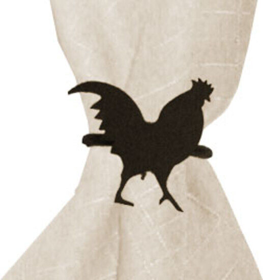 Wrought Iron Rooster Decorative Napkin Ring Set Of 2