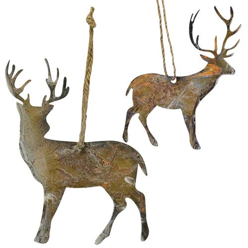 Rusty Wonder Deer Christmas Ornament- Set/12