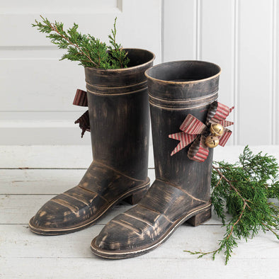 Distressed Set Of Santa Boots - Shugar Plums Gift Store