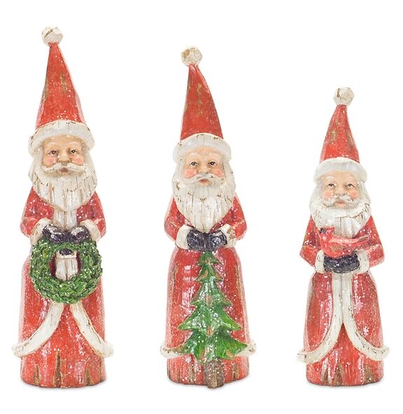 Jolly Santa Figurines - Set Of 3 - Santa Claus Figurines